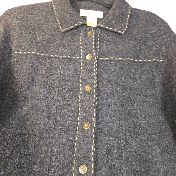 Vintage Susan Bristol Womens Medium Wool Cardigan Gray Hand Embroidered Career - Picture 3 of 9